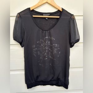 Cynthia Rowley Sequined Sheer Blouse